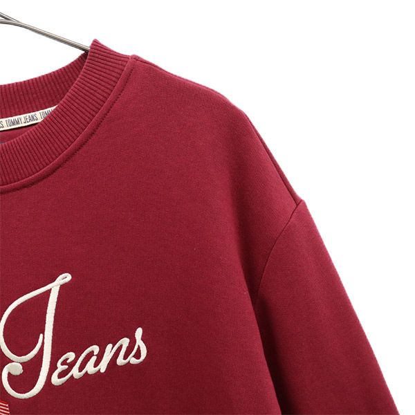 トミー ジーンズ ロゴ刺繍 長袖 ミニワンピース S レッド Tommy Jeans チュニック プリント レディース