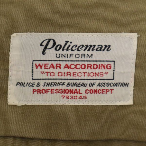 ポリスマンユニフォーム ワッペン 長袖 ミリタリーシャツ L カーキ Policeman UNIFORM コスプレ メンズ