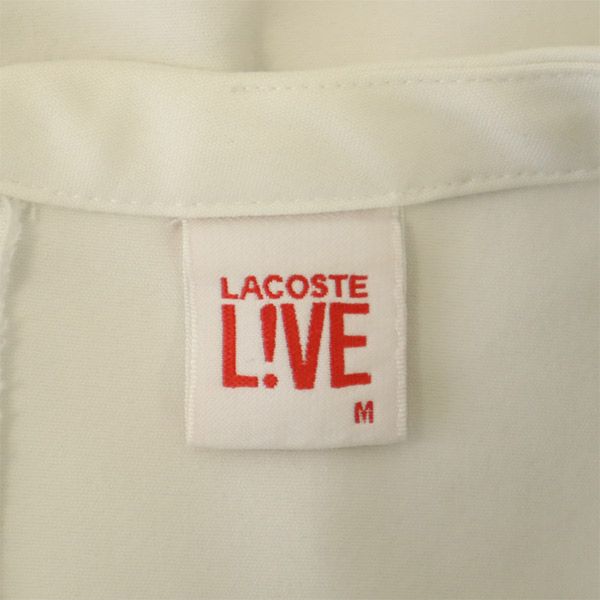 ラコステライブ ロゴワッペン 長袖 膝丈ワンピース M ホワイト LACOSTE L!VE レディース