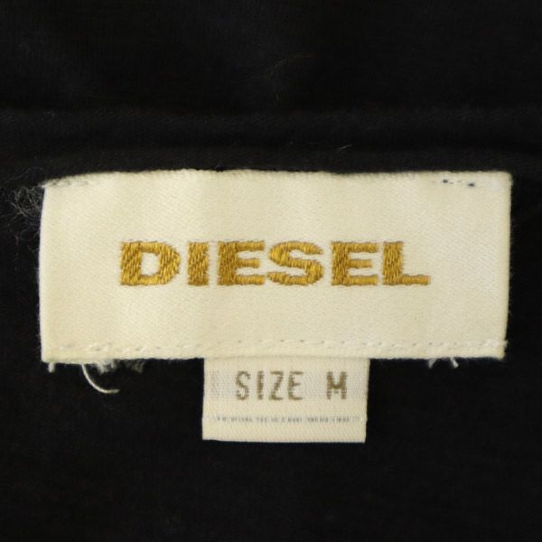 ディーゼル ロゴプレート 長袖 モックネック Tシャツ M ブラック DIESEL メンズ