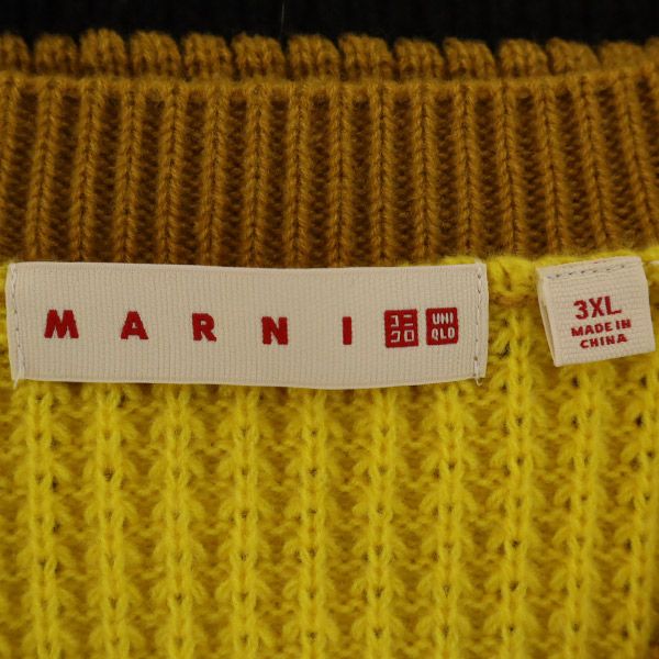 ユニクロ マルニ コラボ 長袖 ポップコーンニットVネック セーター 3XL UNIQLO MARNI ビッグサイズ レディース