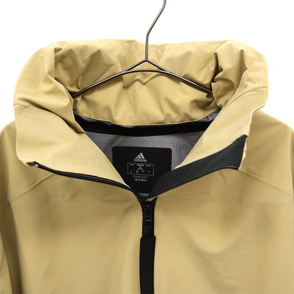 adidas アディダス MYSHELTER ロゴプリント ナイロン混 マイシェルター レイン ジャケット M ベージュ メンズ