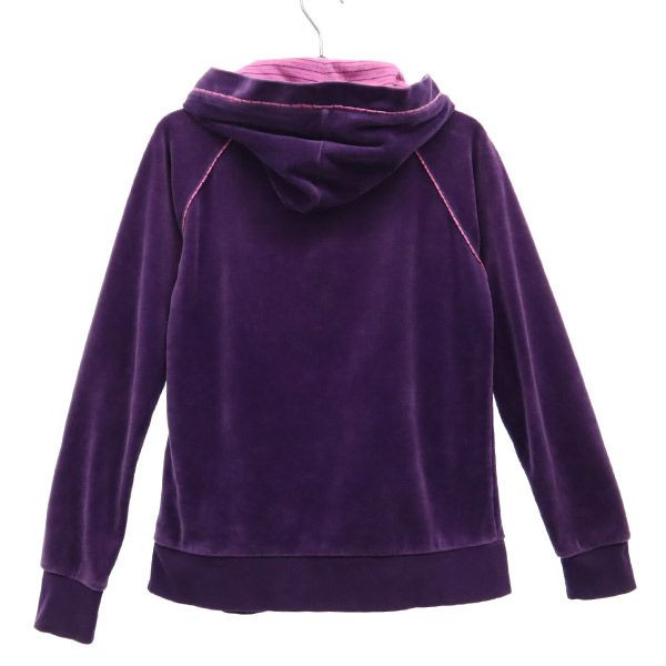 ナイキ ロゴ刺繍 長袖 ベロア ジップパーカー S パープル NIKE レディース