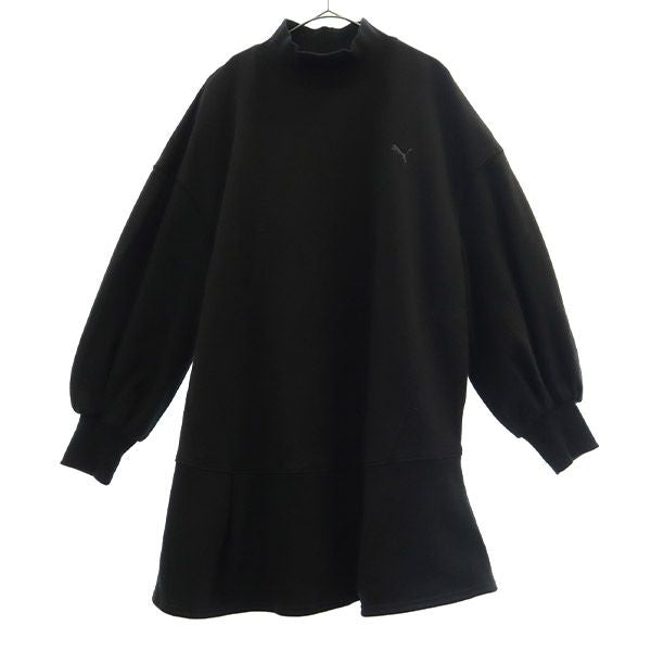 PUMA プーマ スナイデル コラボ ロゴ刺繍 長袖 ミニワンピース M ブラック系 SNIDEL レディース