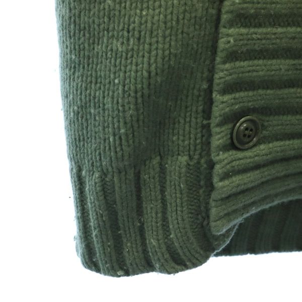 DIESEL ディーゼル フード付 ニットジャケット XS グリーン ウール100％ ロゴプリント レディース