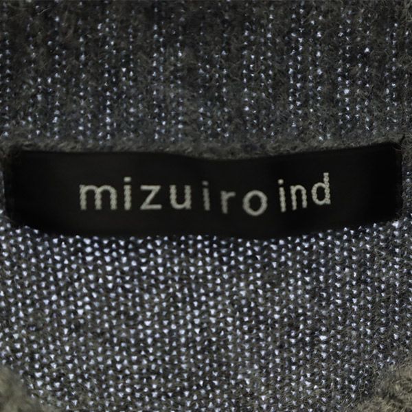 ミズイロインド 長袖 ワンピース グレー mizuiro ind ウール100％ タートルネック ニット レディース