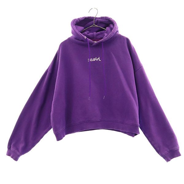 エックスガール ロゴ刺繍 長袖 スウェットパーカー 2 パープル X-girl プルオーバー トレーナー レディース