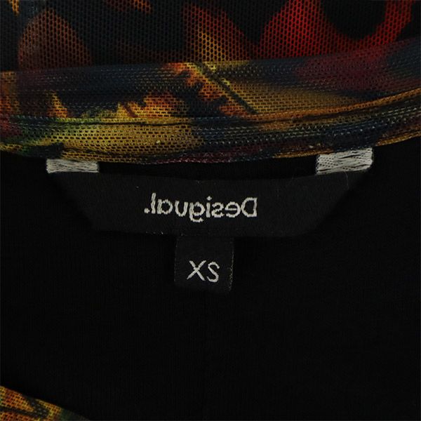 デジグアル 総柄 長袖 蝶々 スリムミディ ワンピース XS ブラック Desigual レディース