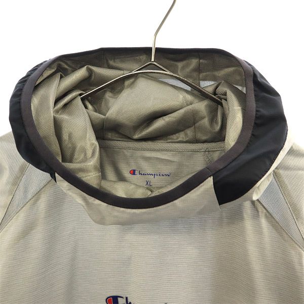 未使用 Champion チャンピオン ロゴプリント フーデッド ジャケット XL グレー ロゴワッペン メンズ