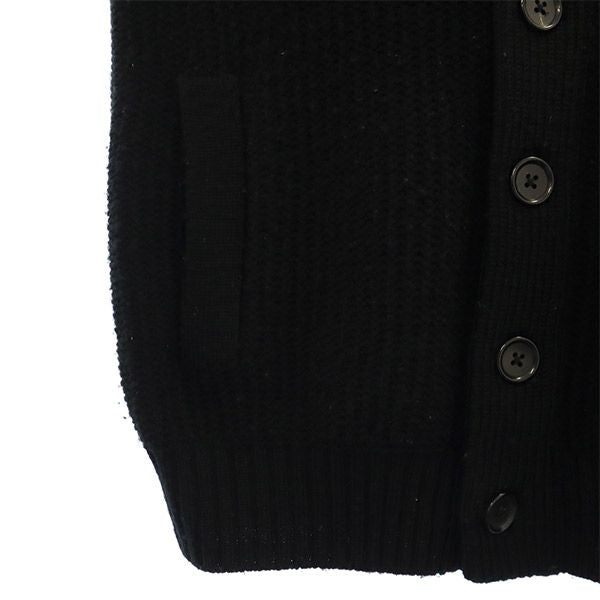 エディフィス 長袖 ウール ニット カーディガン 44 ブラック EDIFICE メンズ