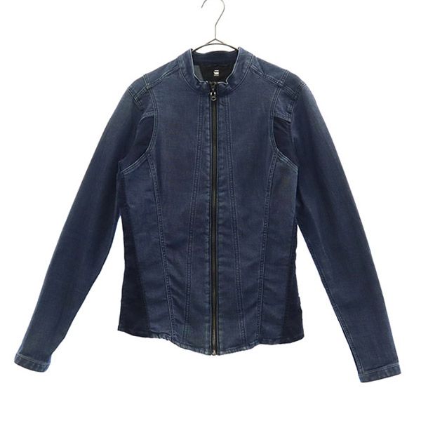 G-STAR RAW ジースターロウ ロゴワッペン デニムジャケット S ブルー ジージャン フルジップ ロゴプレート レディース