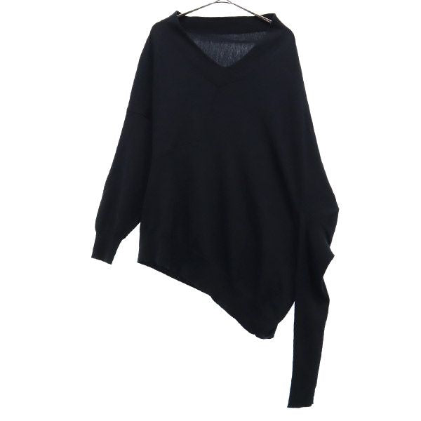 エンフォルド 長袖 ウール セーター 38 ブラック ENFOLD アシンメトリー変形ニット レディース