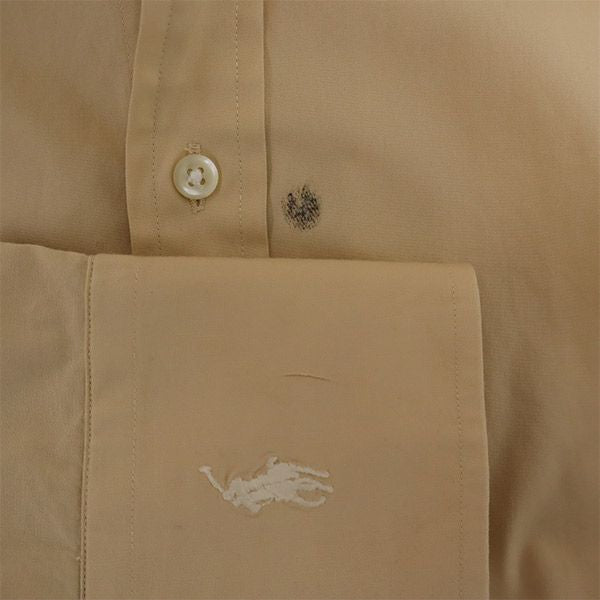ラルフローレン ロゴ刺繍 長袖 シャツ 9 ベージュ RALPH LAUREN レディース