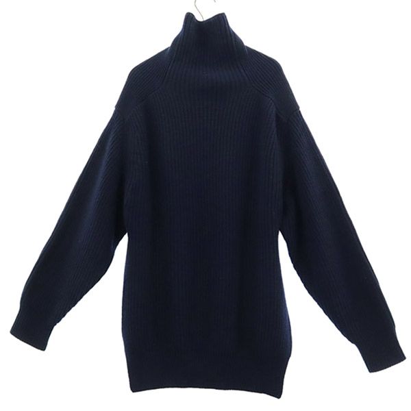 TOGA PULLA トーガ プルラ 長袖 ウールブレンド ハイネック デザイン セーター 36 ネイビー ニット レディース