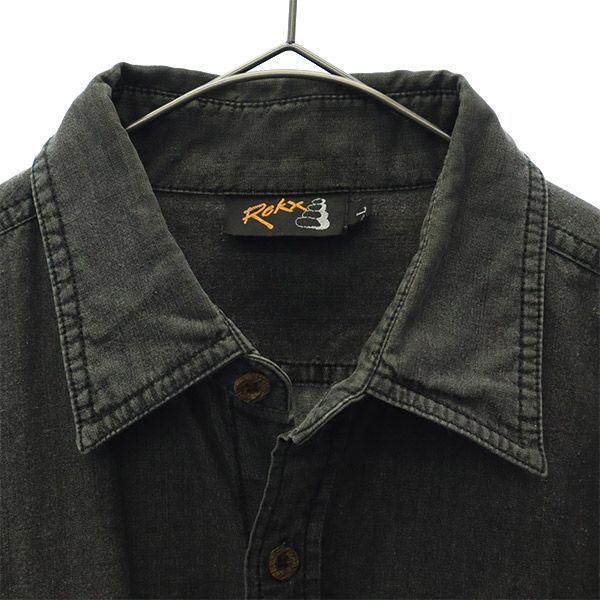ロックス 長袖 コットンシャツ L グレー ROKX メンズ
