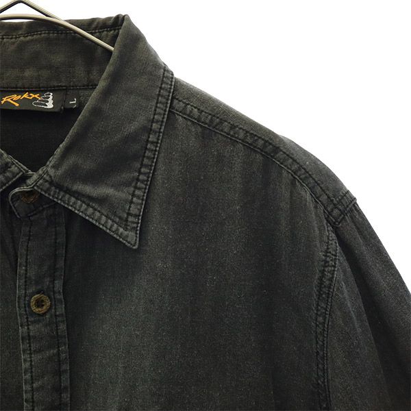ロックス 長袖 コットンシャツ L グレー ROKX メンズ