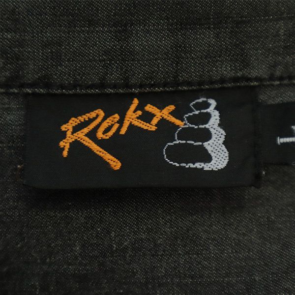 ロックス 長袖 コットンシャツ L グレー ROKX メンズ
