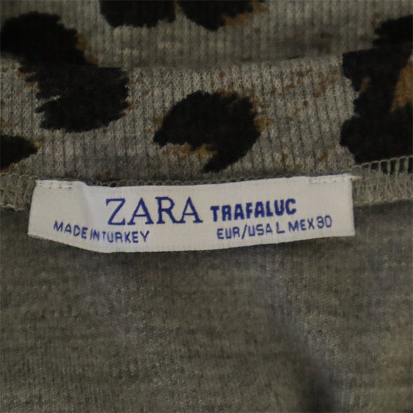 ザラトラファ レオパード 長袖 ワンピース L グレー系 ZARA TRAFALUC レディース