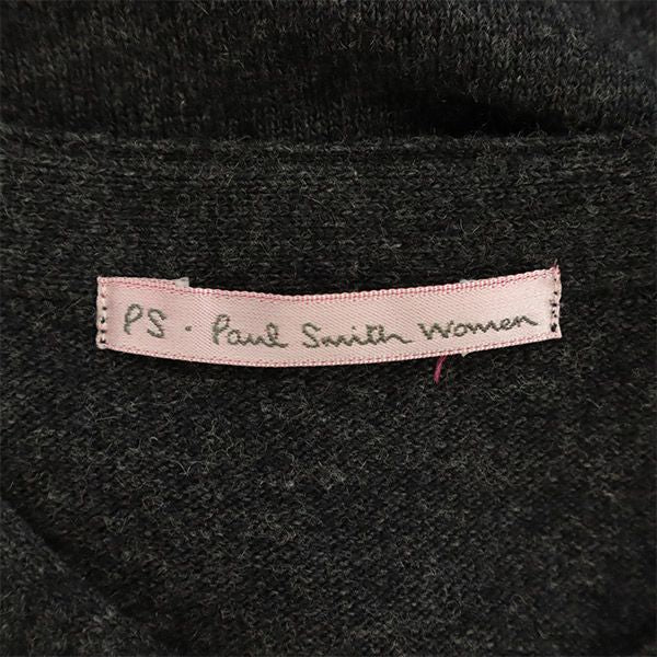 ポールスミスウーマン ドッグ柄 長袖 ウールブレンド Vネック セーター M グレー ニット レディース