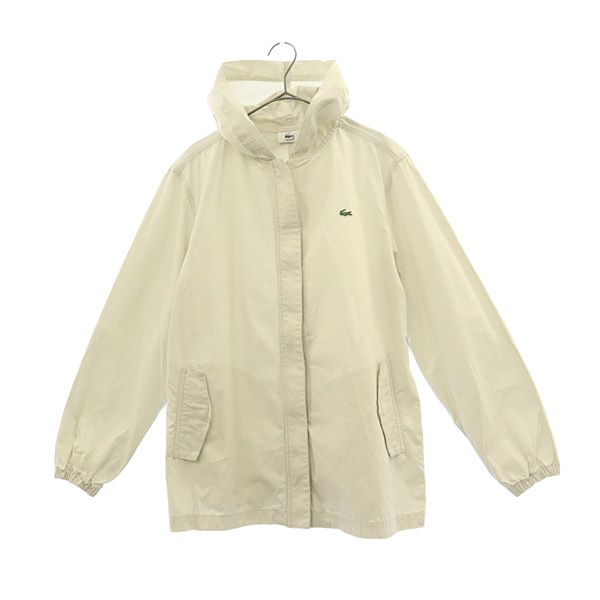 LACOSTE ラコステ 日本製 ロゴワッペン フーディー コットンジャケット 42 ホワイト レディース