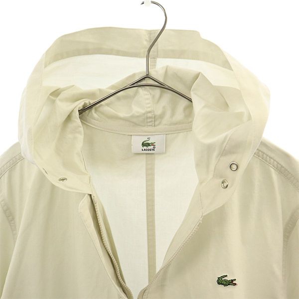 LACOSTE ラコステ 日本製 ロゴワッペン フーディー コットンジャケット 42 ホワイト レディース
