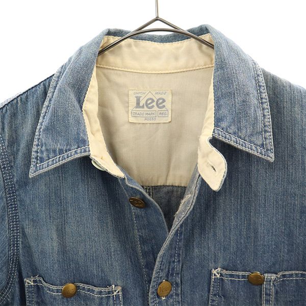 リー 長袖 デニム ワンピース M ブルー Lee レディース