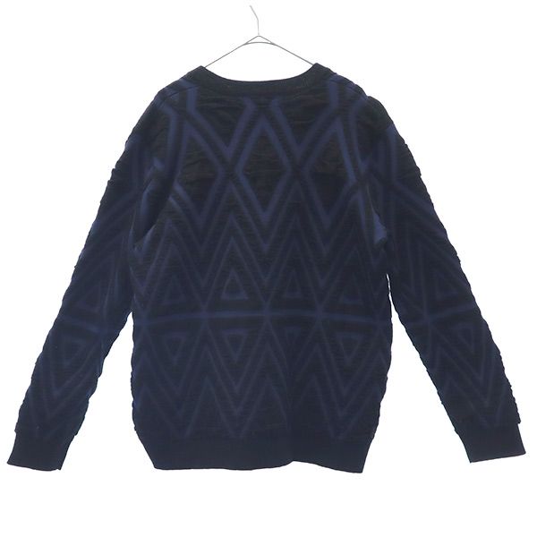 EN ROUTE アンルート 総柄 長袖 セーター 2 ネイビー×ブラック ニット ユナイテッドアローズ メンズ