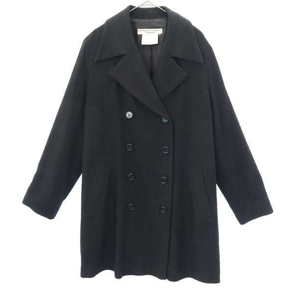 キャサリンハムネットロンドン ダブルブレスト ウールコート M ブラック KATHARINE HAMNETT LONDON レディース