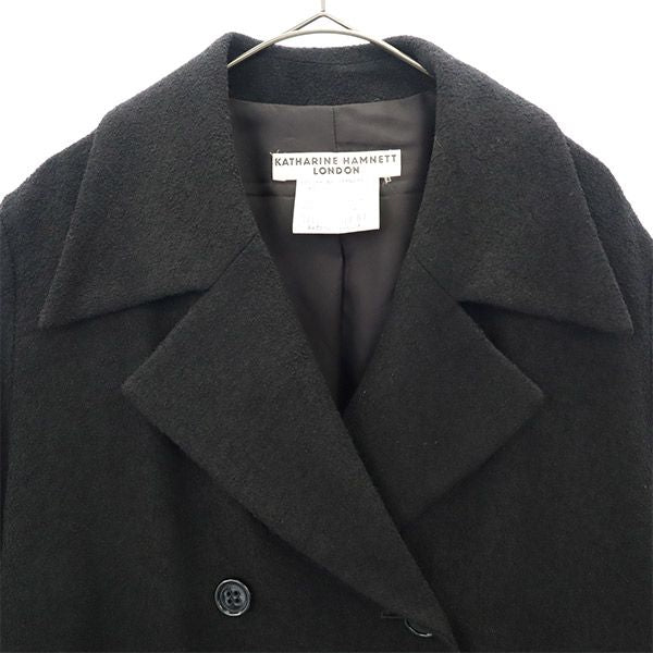 キャサリンハムネットロンドン ダブルブレスト ウールコート M ブラック KATHARINE HAMNETT LONDON レディース