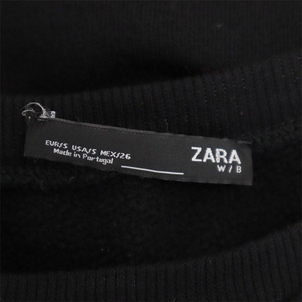 ザラ レース 長袖 膝丈ワンピース S ブラック ZARA レディース