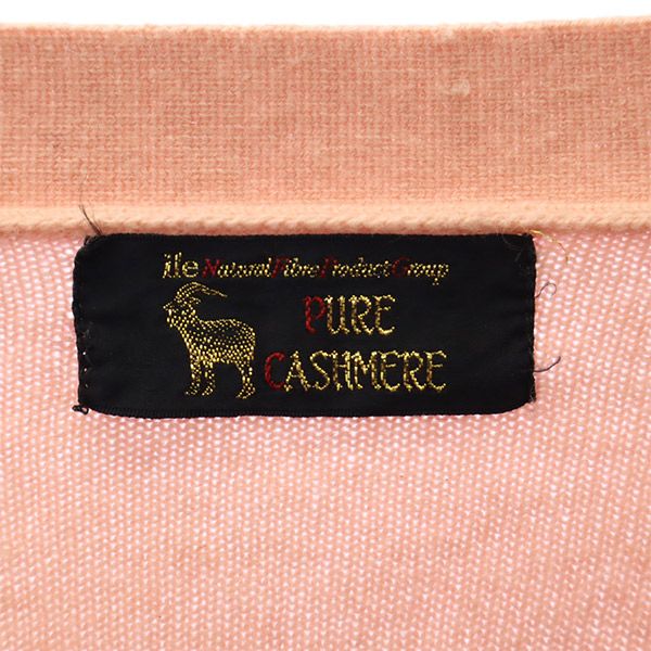 ピュアカシミア 長袖 カシミヤ100% ニット カーディガン L ピンク PURE CASHMERE レディース