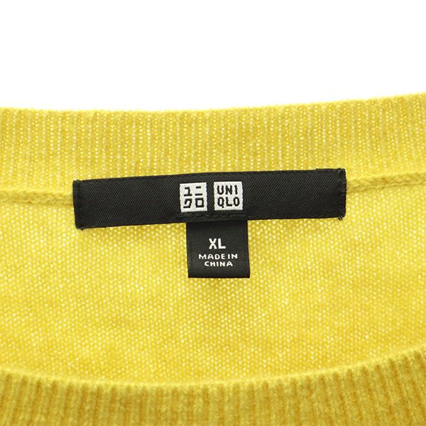 ユニクロ 長袖 カシミヤ100% セーター XL イエロー UNIQLO ニット レディース