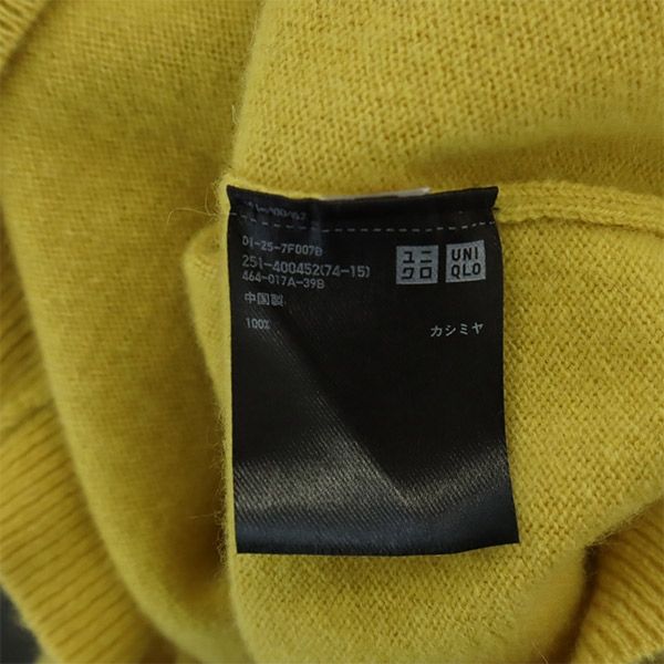 ユニクロ 長袖 カシミヤ100% セーター XL イエロー UNIQLO ニット レディース