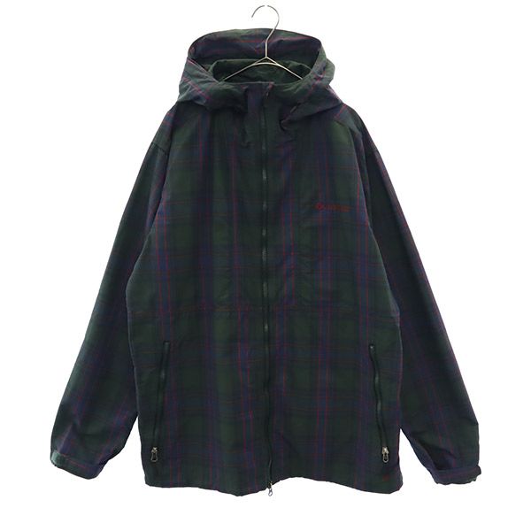 コロンビア アウトドア チェック ナイロンジャケット XXL グリーン系 Columbia フード付き ビッグサイズ ロゴ刺繍 メンズ