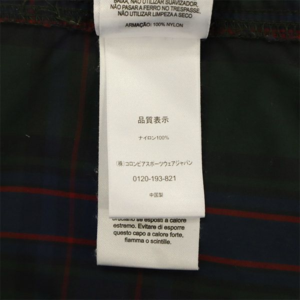 コロンビア アウトドア チェック ナイロンジャケット XXL グリーン系 Columbia フード付き ビッグサイズ ロゴ刺繍 メンズ