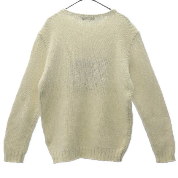 RALPH LAUREN ラルフローレン 90s コットンニット ロゴ刺繍 長袖 セーター ホワイト オールド ヴィンテージ メンズ