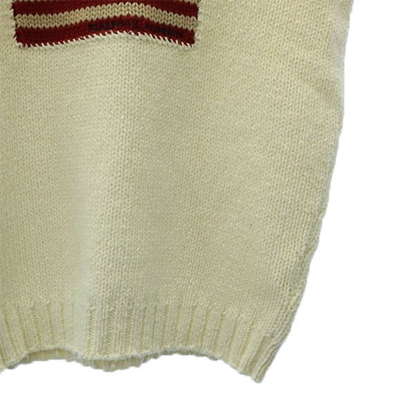 RALPH LAUREN ラルフローレン 90s コットンニット ロゴ刺繍 長袖 セーター ホワイト オールド ヴィンテージ メンズ