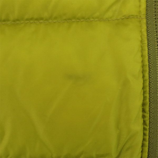 マーモット 切替 ダウンジャケット S グリーン×カーキ MARMOT 収納袋付き ロゴ刺繍 レディース