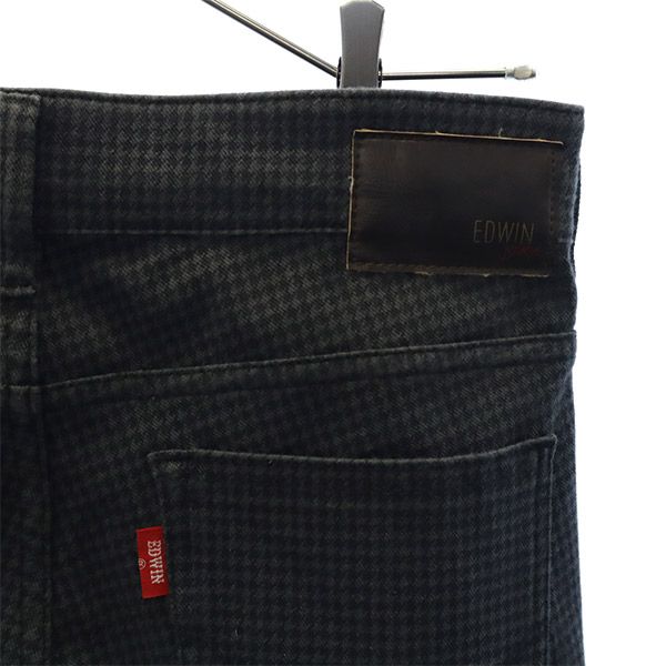 エドウィン 千鳥格子 ジャージーズ パンツ S グレー EDWIN レディース