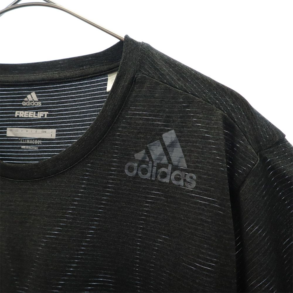 アディダス ボーダー トレーニング 半袖 ウェア S グレー adidas Tシャツ スポーツ ロゴプリント メンズ