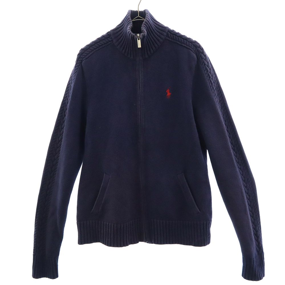 ラルフローレンスポーツ ハイネック ニットジャケット M ネイビー RALPH LAUREN SPORT セーター レディース