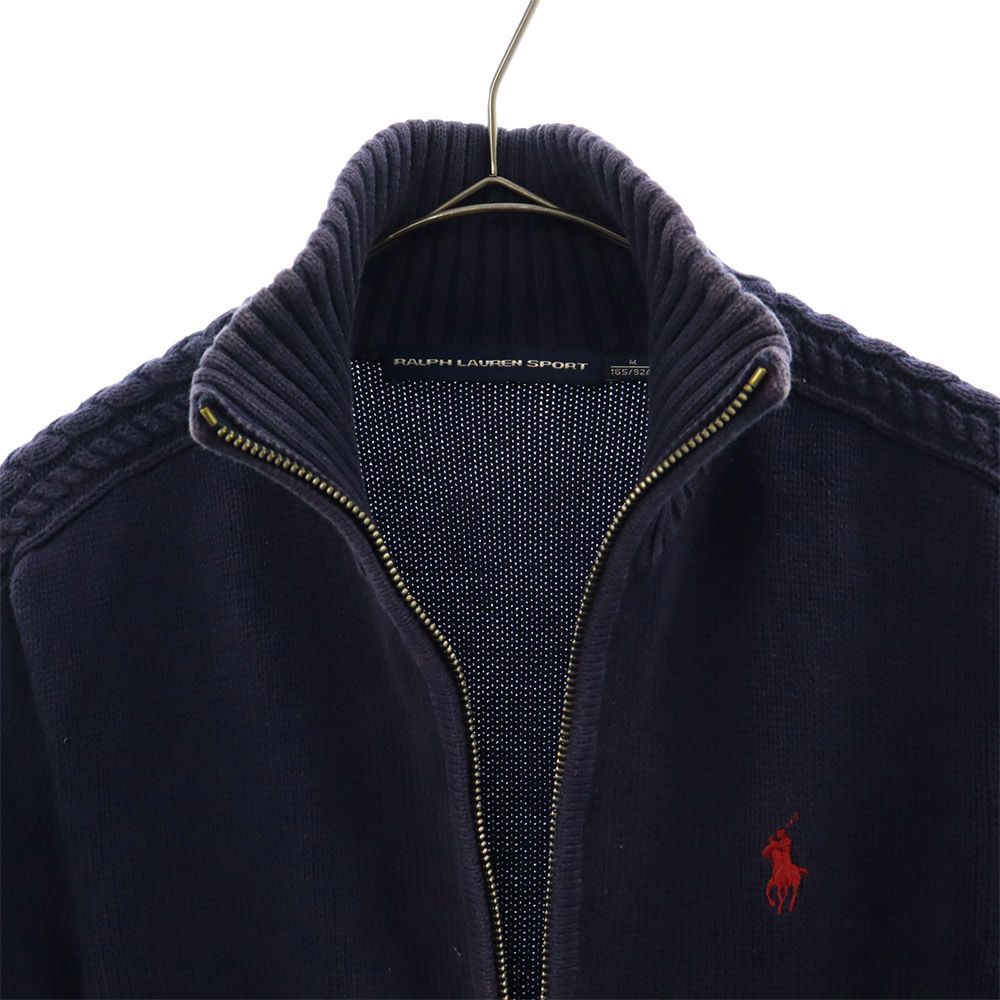 ラルフローレンスポーツ ハイネック ニットジャケット M ネイビー RALPH LAUREN SPORT セーター レディース