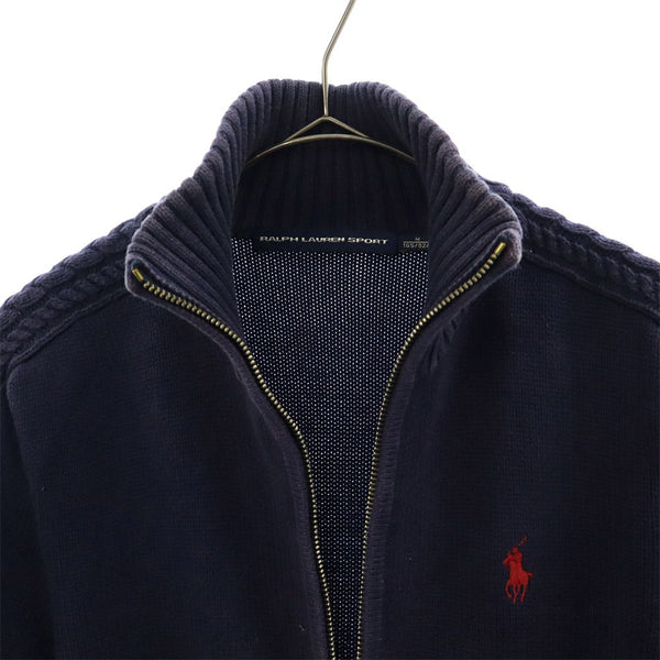 ラルフローレンスポーツ ハイネック ニットジャケット M ネイビー RALPH LAUREN SPORT セーター レディース