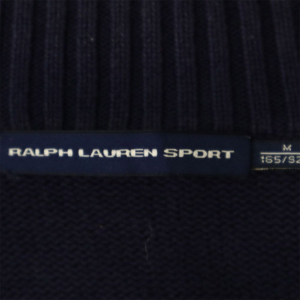 ラルフローレンスポーツ ハイネック ニットジャケット M ネイビー RALPH LAUREN SPORT セーター レディース