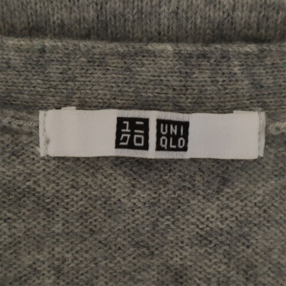 ユニクロ 長袖 カシミヤ100% Vネック セーター M グレー UNIQLO ニット レディース