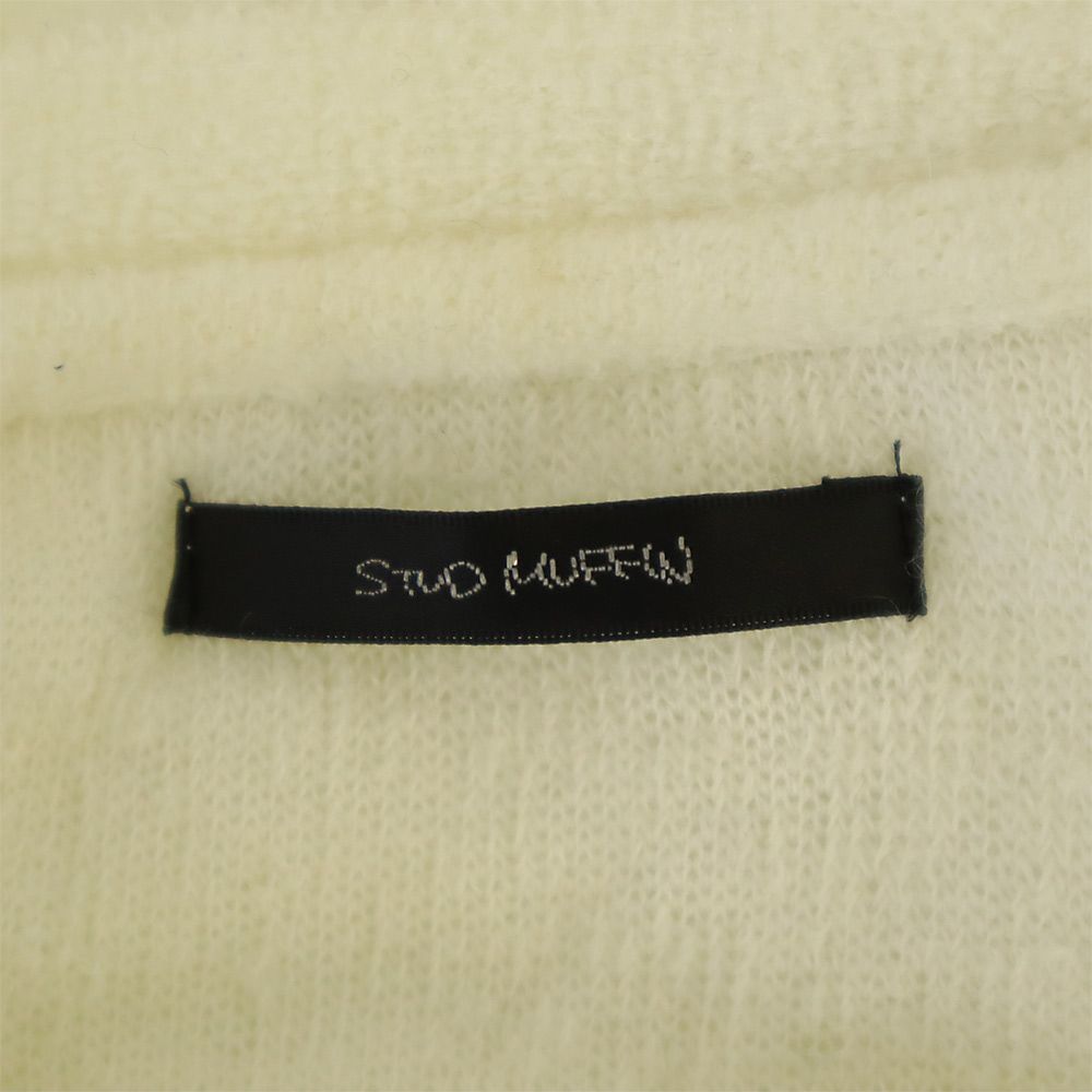 STUD MUFFIN スタッドマフィン ロゴワッペン 長袖 Vネック セーター 2 ホワイト ニット メンズ