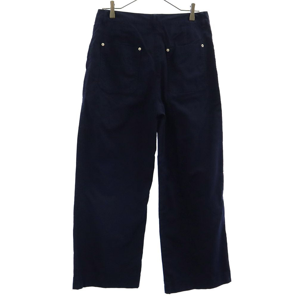 LACOSTE ラコステ ロゴワッペン ワイドパンツ 38 ネイビー レディース