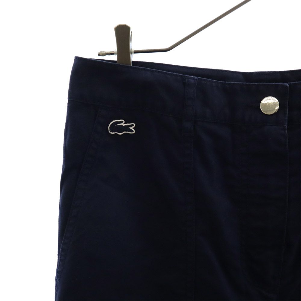 LACOSTE ラコステ ロゴワッペン ワイドパンツ 38 ネイビー レディース