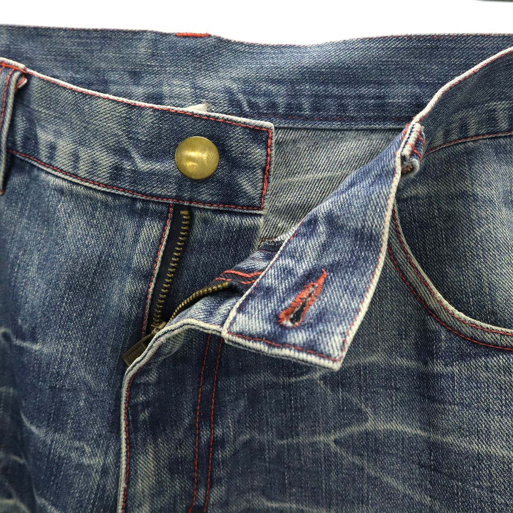 LEFLAH レフラー ロゴ刺繍 テーパードデニムパンツ XL ブルー ジーパン メンズ