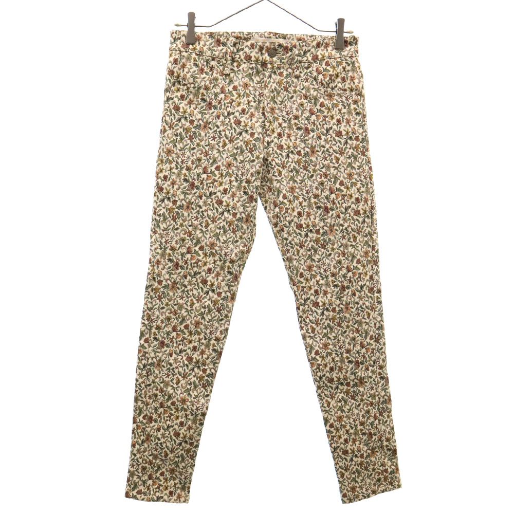 Bon Vieux Temps ボンビュータン 総柄 ゴブラン織 テーパードパンツ 36 ブラウン レディース